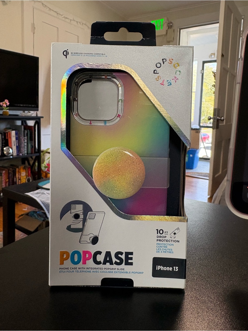 Rainbow Gradient Phone Case with Glitter PopGrip for iPhone 13